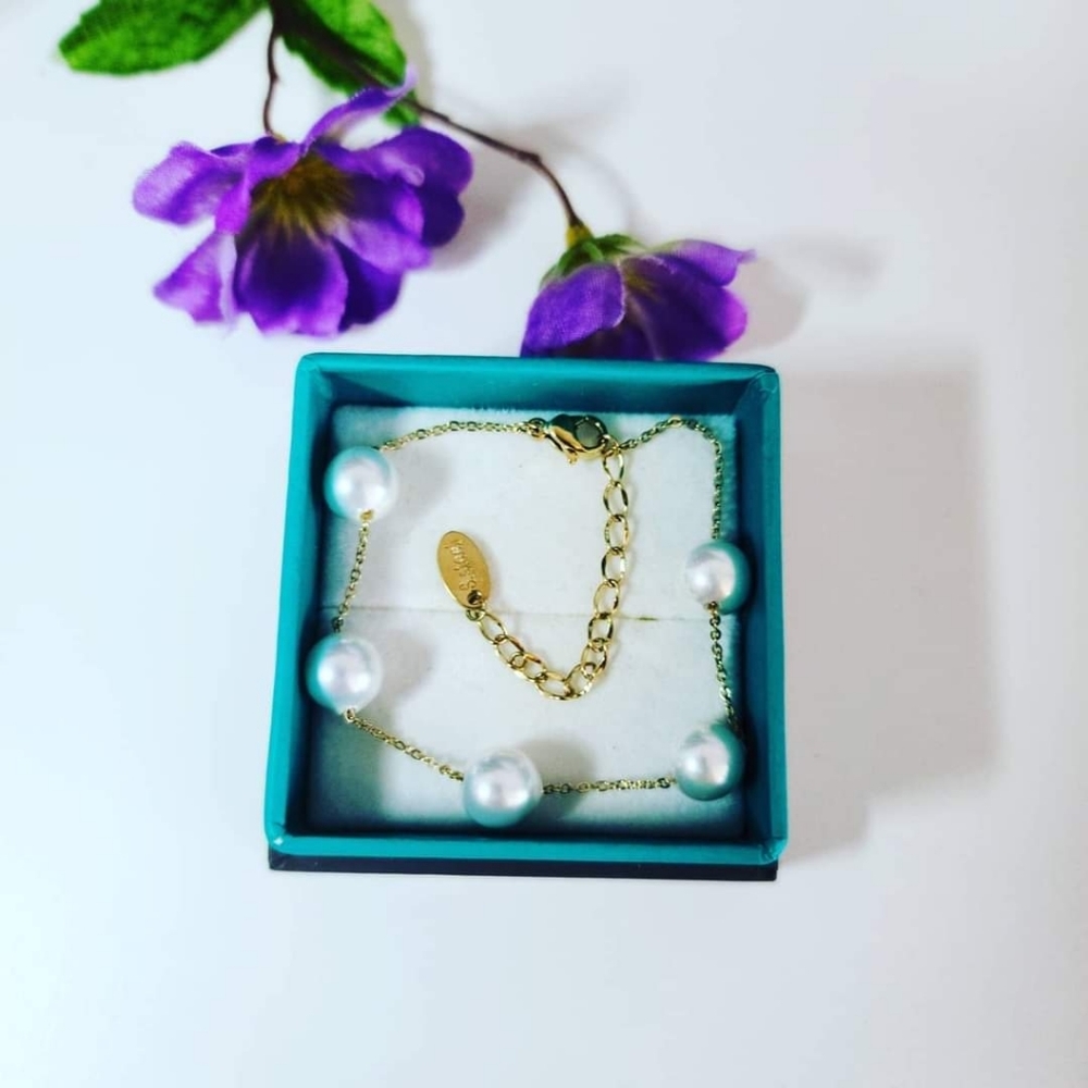 Pearl chain bracelet in stainless steel